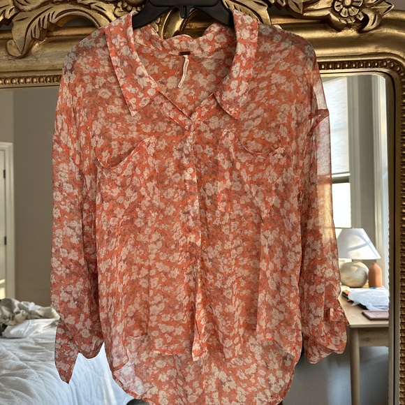 Free people Floral‎ Sheer Blouse - Picture 1 of 4